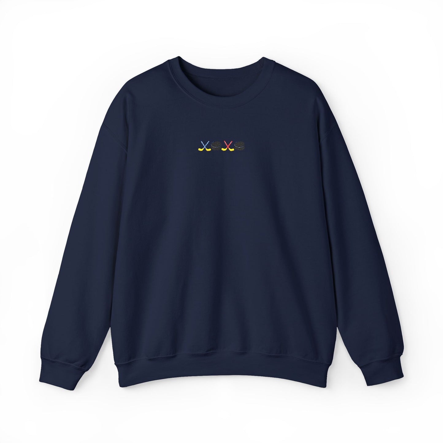 XOXO Hockey Crewneck Sweatshirt | Minimal Embroidered Cozy Pullover