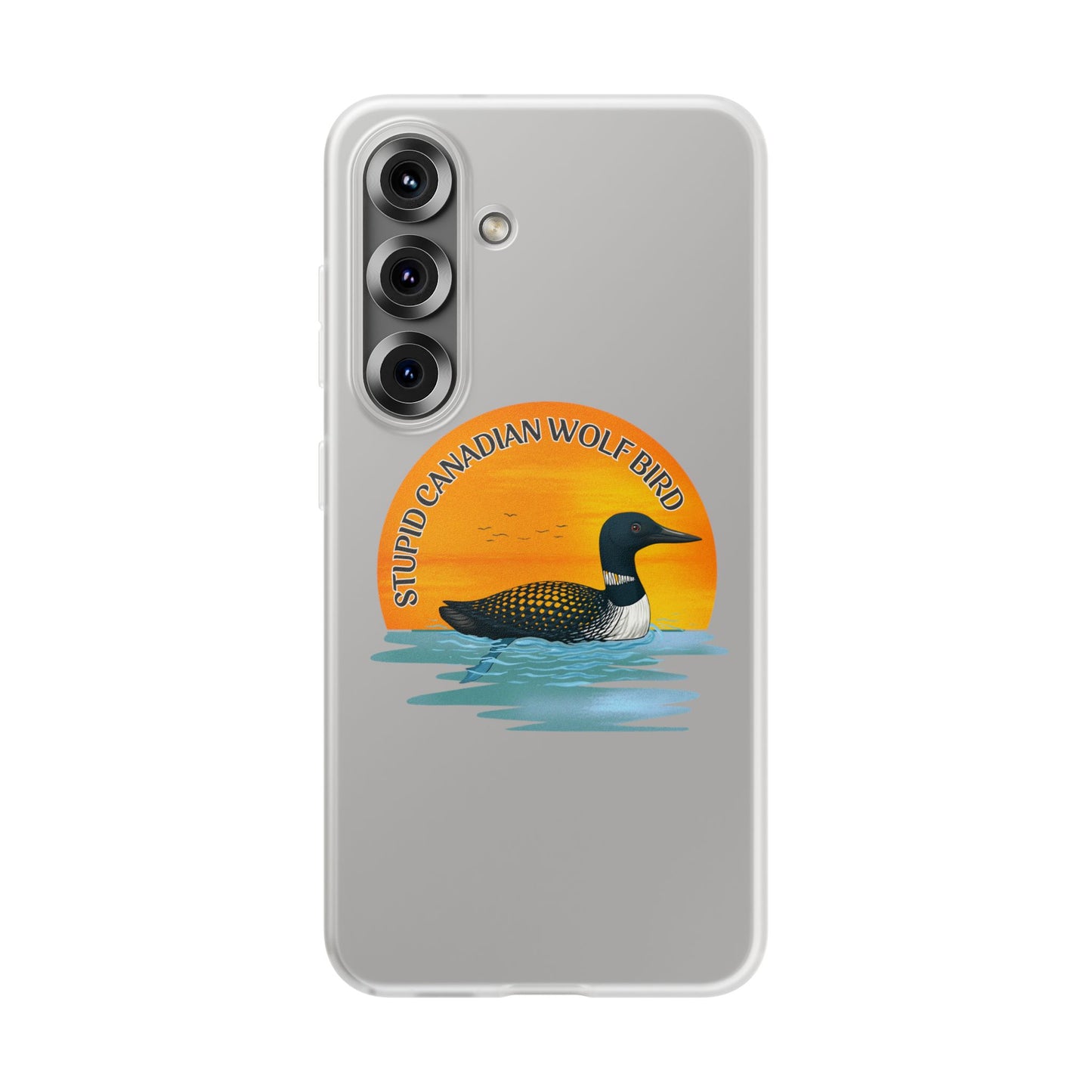 Stupid Canadian Wolf Bird Phone Case | Loon Sunset Hockey Design