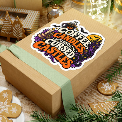 Coffee, Candles & Cursed Castles Sticker | Gothic Reader Decal