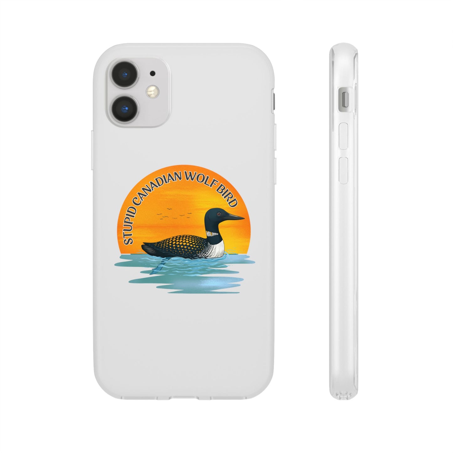 Stupid Canadian Wolf Bird Phone Case | Loon Sunset Hockey Design