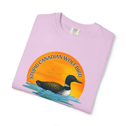 Stupid Canadian Wolf Bird Shirt | Loon Sunset Hockey Romance Tee