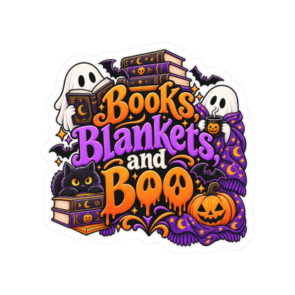 Books, Blankets & Boo Sticker | Cozy Halloween Reader Decal