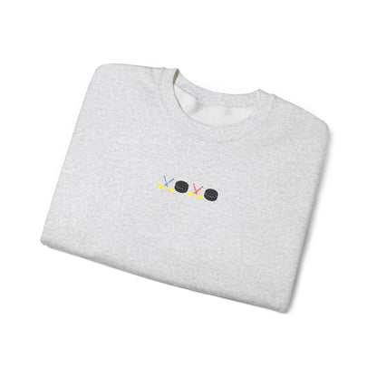 XOXO Hockey Crewneck Sweatshirt | Minimal Embroidered Cozy Pullover