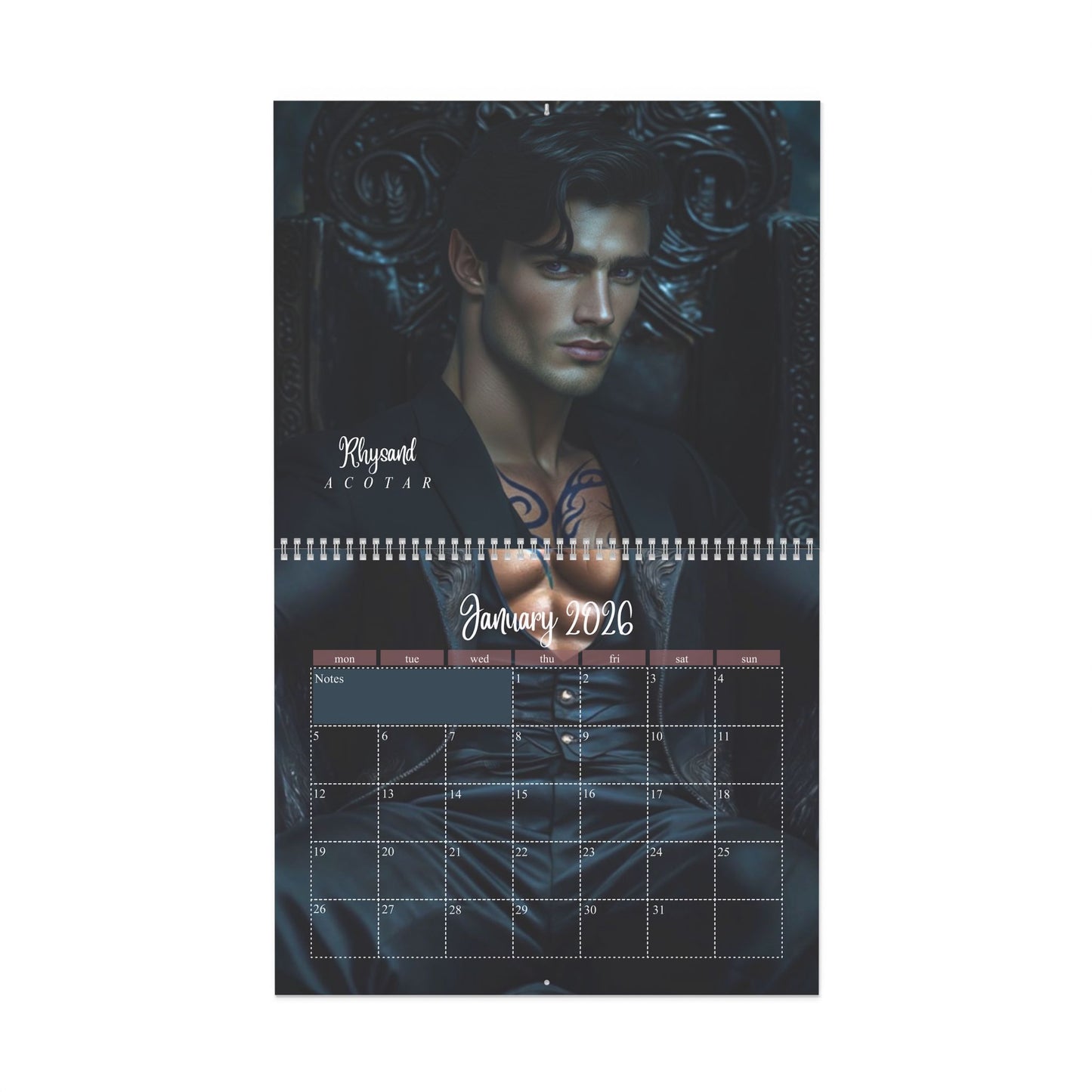My Book Boyfriends 2026 Wall Calendar – Romantasy & BookTok Art Calendar
