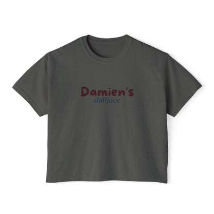 Damien's Dollface Women's Boxy Tee | Booktok Inspired Quotes and Lines | Statement Tee | Everyday Wear