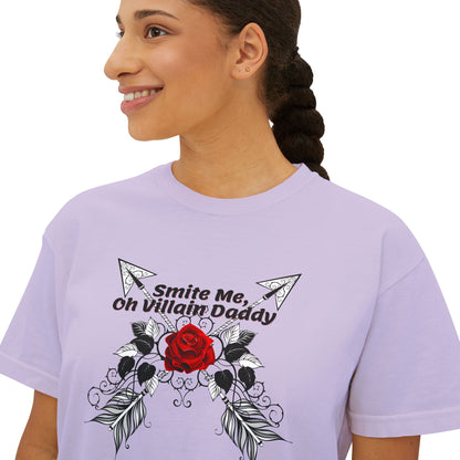 Smite Me, Oh Villain Daddy Women's Boxy Tee, Casual T-Shirt, Trendy Graphic Top, Fun Gift for Her, Cute Summer Shirt, Relaxed Fit Tee