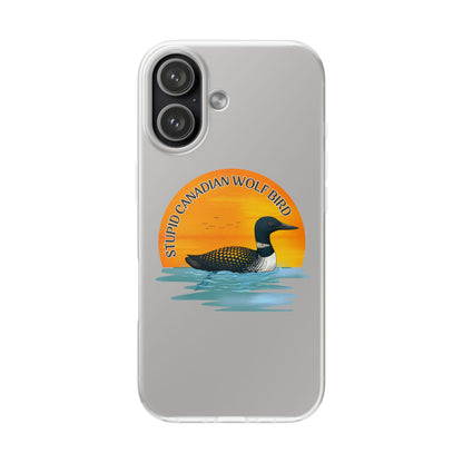 Stupid Canadian Wolf Bird Phone Case | Loon Sunset Hockey Design