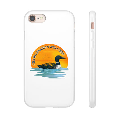 Stupid Canadian Wolf Bird Phone Case | Loon Sunset Hockey Design