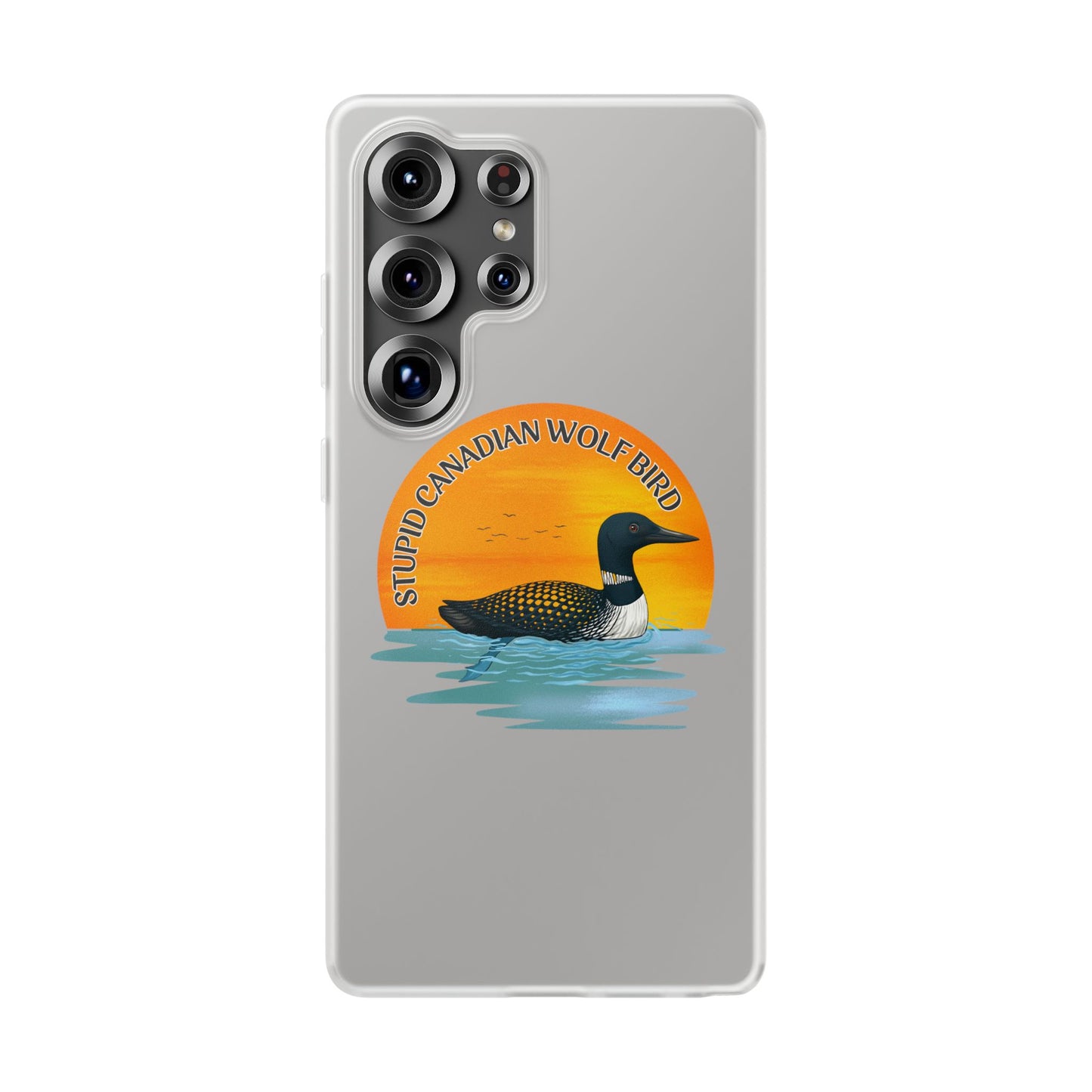 Stupid Canadian Wolf Bird Phone Case | Loon Sunset Hockey Design