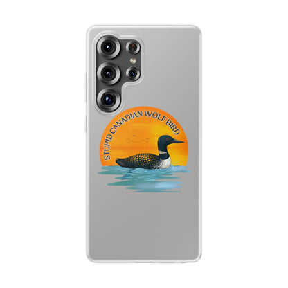 Stupid Canadian Wolf Bird Phone Case | Loon Sunset Hockey Design