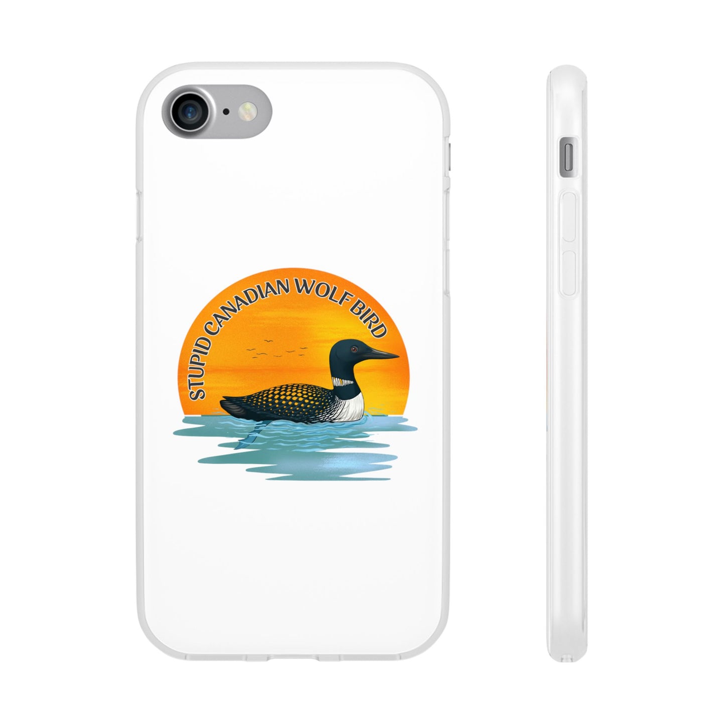 Stupid Canadian Wolf Bird Phone Case | Loon Sunset Hockey Design