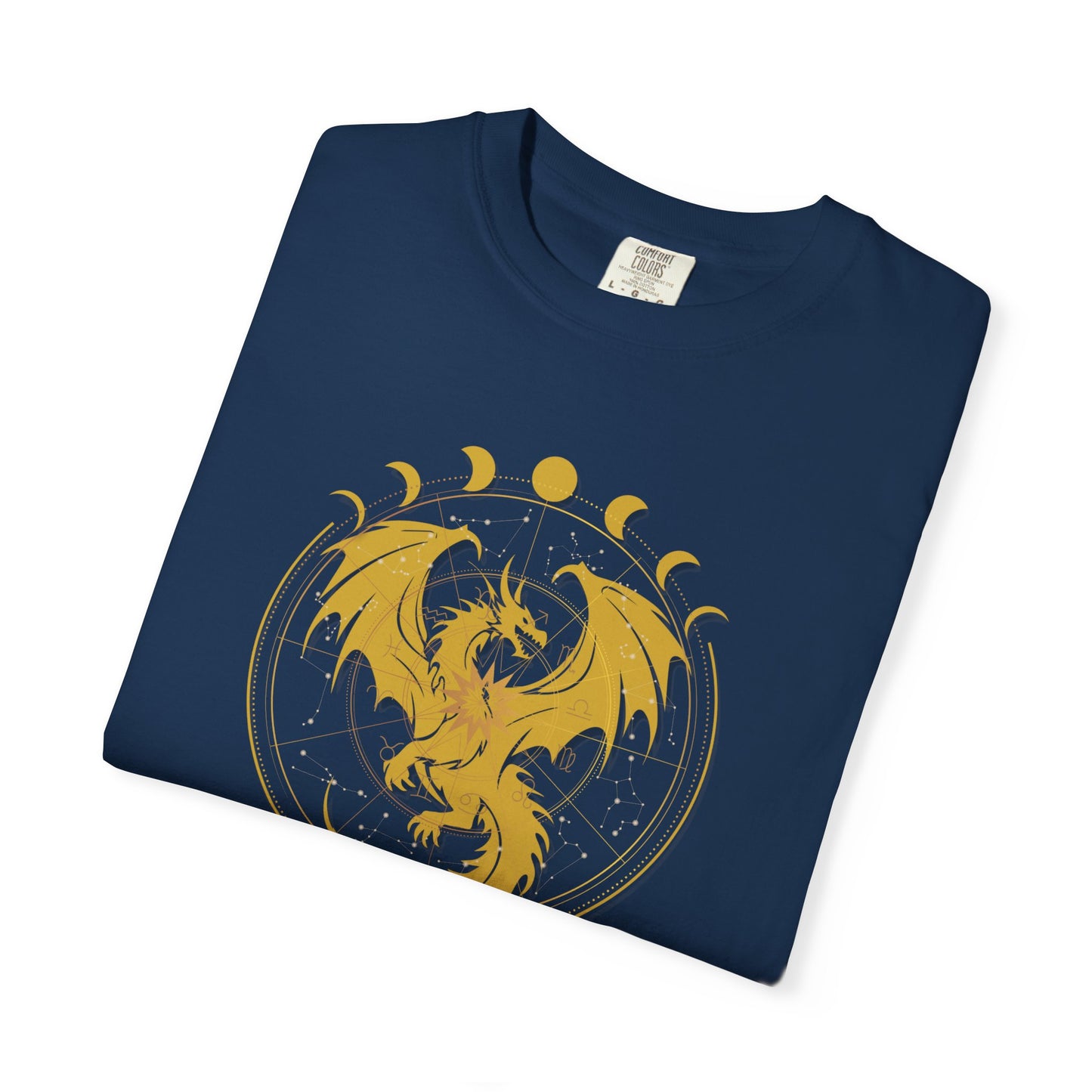 Dragons & Constellations Relaxed Fit Tee – Fantasy Dragon Moon Phase Shirt | Romantasy Reader Apparel