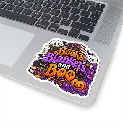 Books, Blankets & Boo Sticker | Cozy Halloween Reader Decal