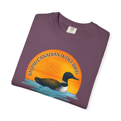 Stupid Canadian Wolf Bird Shirt | Loon Sunset Hockey Romance Tee