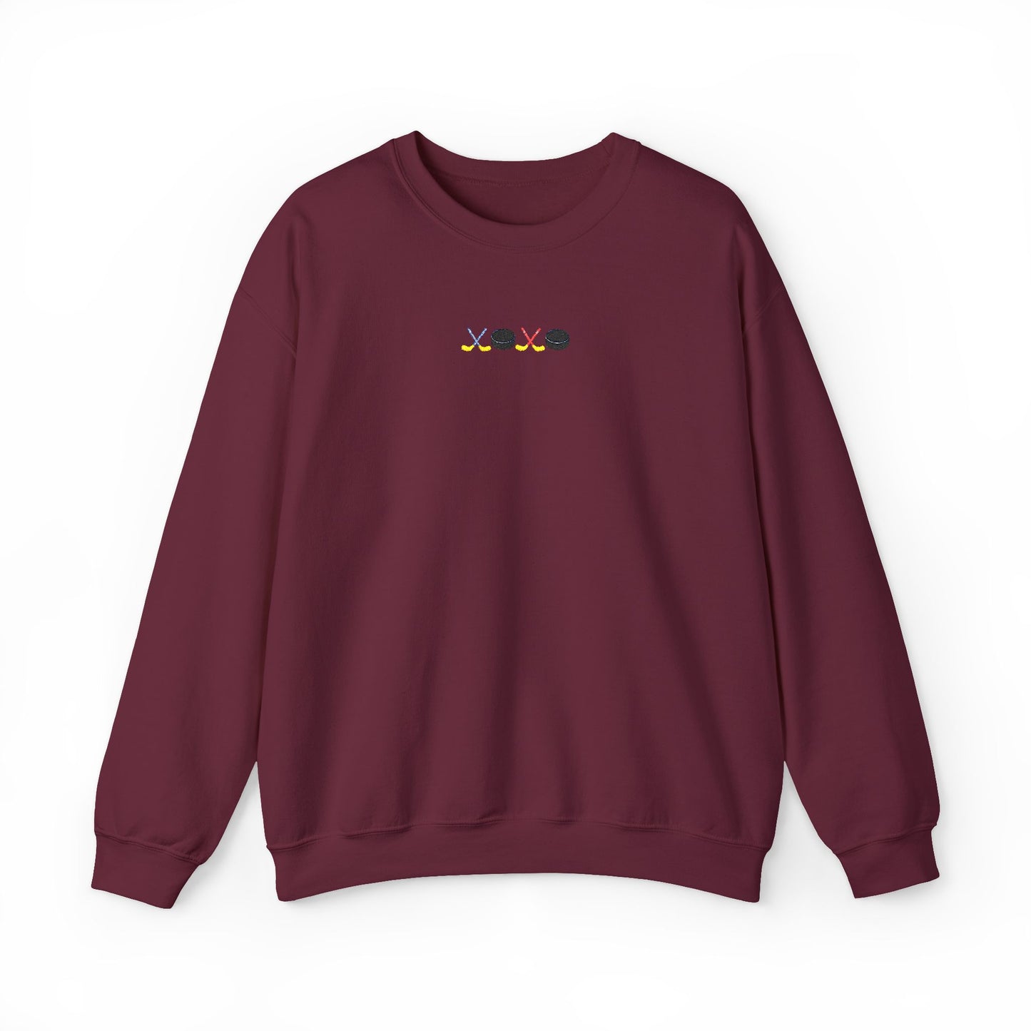 XOXO Hockey Crewneck Sweatshirt | Minimal Embroidered Cozy Pullover