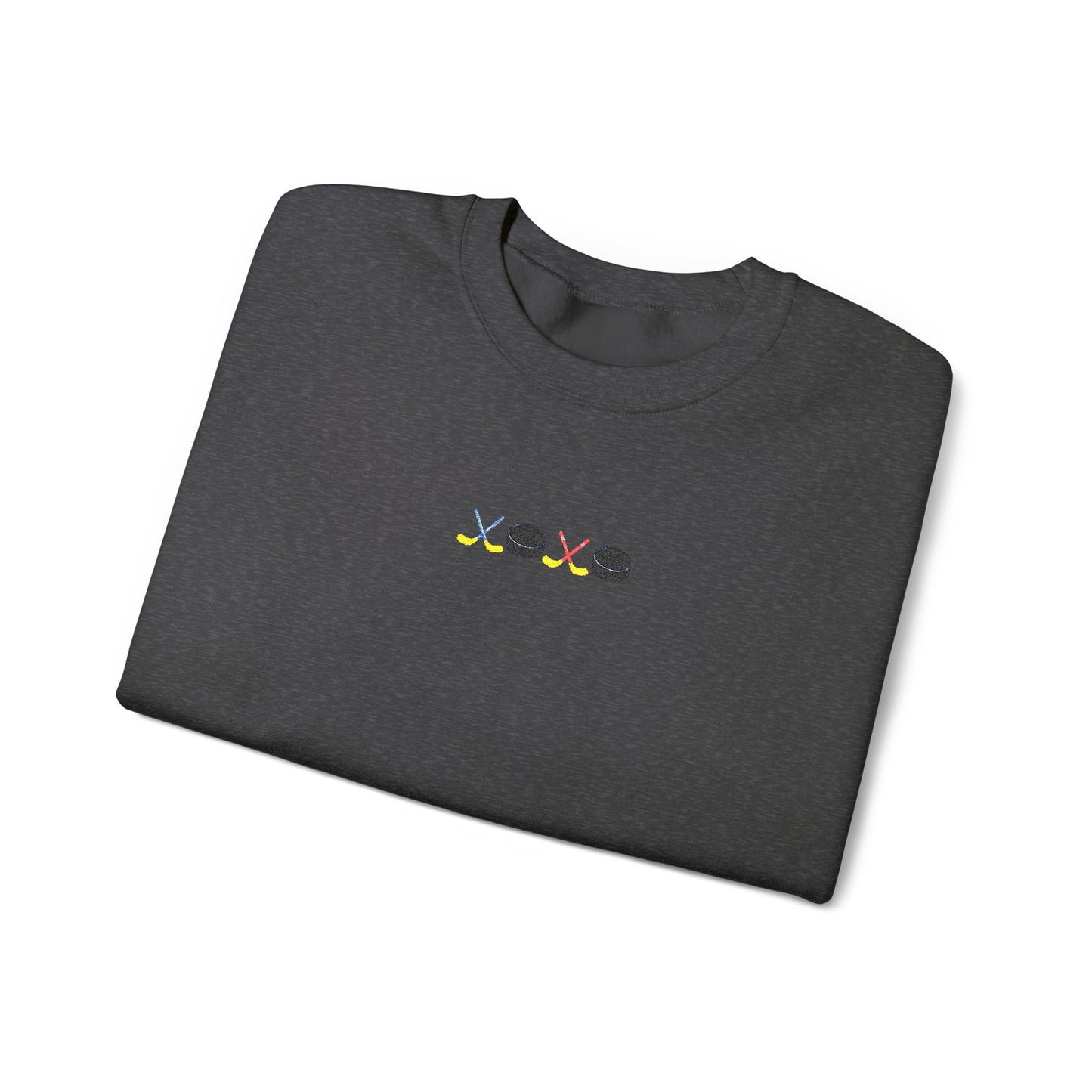 XOXO Hockey Crewneck Sweatshirt | Minimal Embroidered Cozy Pullover