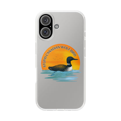 Stupid Canadian Wolf Bird Phone Case | Loon Sunset Hockey Design