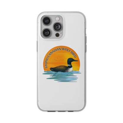 Stupid Canadian Wolf Bird Phone Case | Loon Sunset Hockey Design