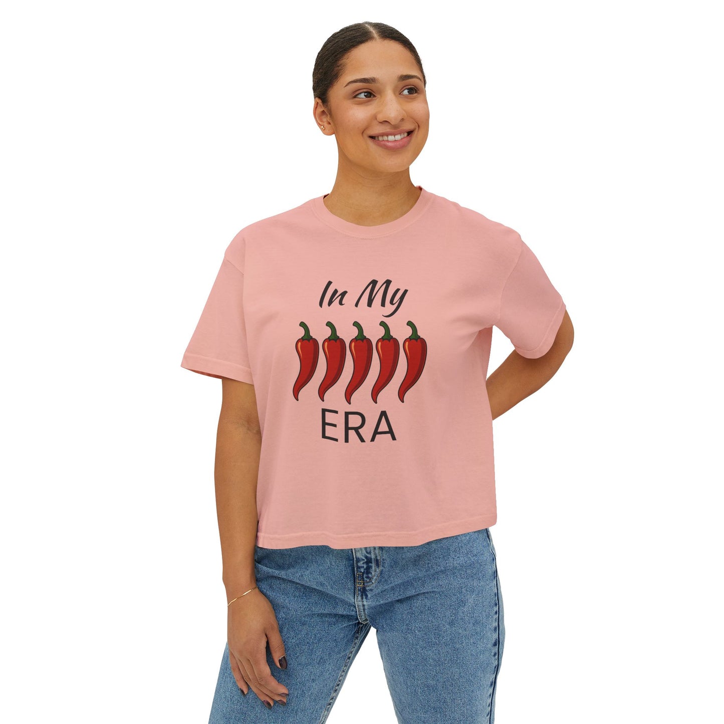 Spicy Vibes Women's Boxy Tee, Fun Stylish Shirt, Trendy Crop Top, Gift for Her, Casual Streetwear, Summer Tee