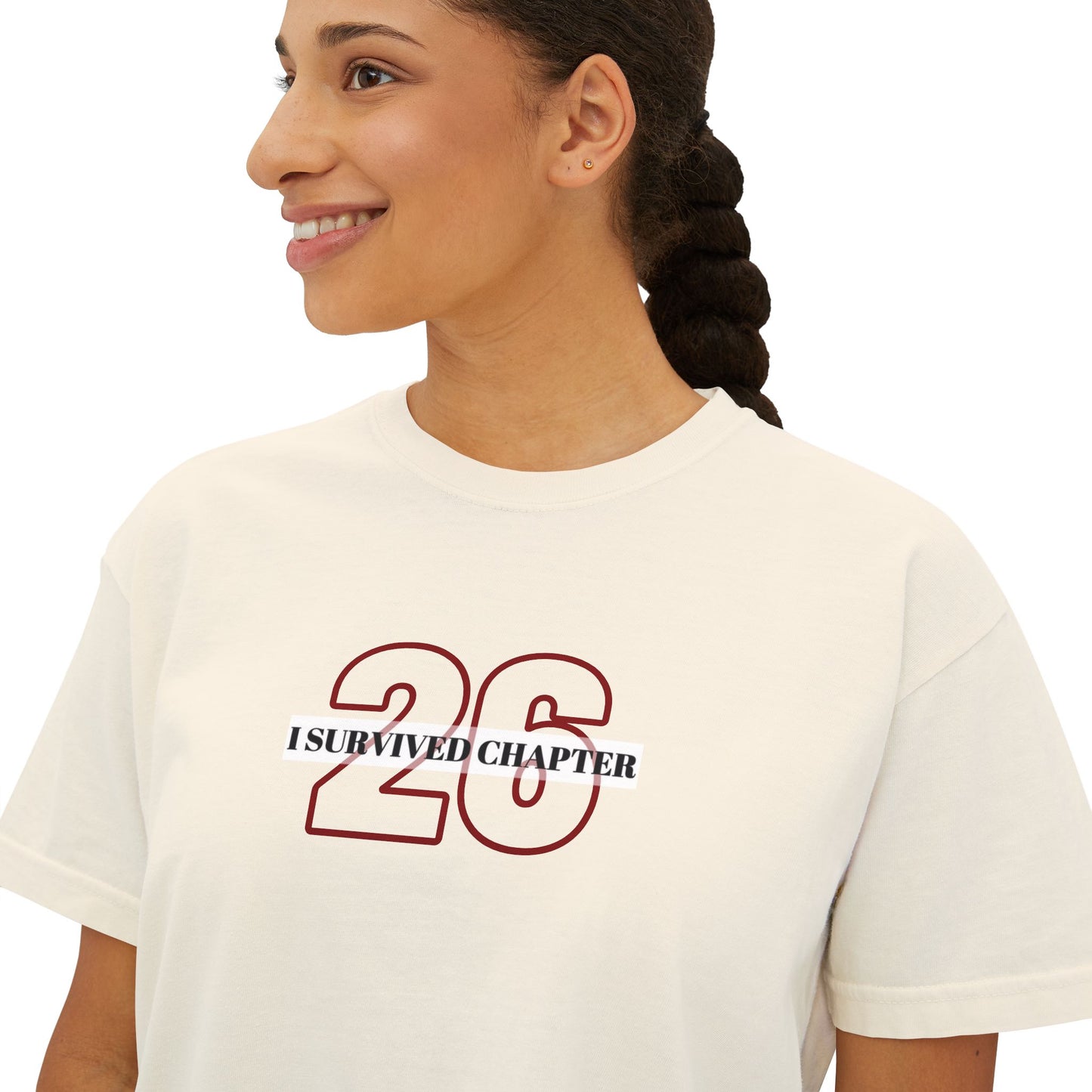 I Survived Chapter 26 Women's Boxy Tee, Inspirational T-Shirt, Motivational Graphic Tee, Birthday Gift, Celebration Top