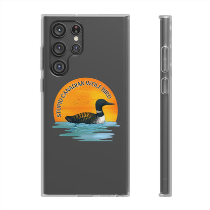 Stupid Canadian Wolf Bird Phone Case | Loon Sunset Hockey Design