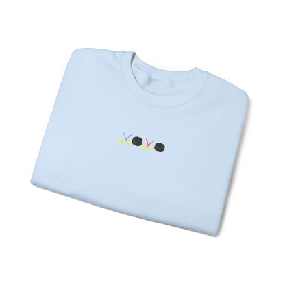 XOXO Hockey Crewneck Sweatshirt | Minimal Embroidered Cozy Pullover
