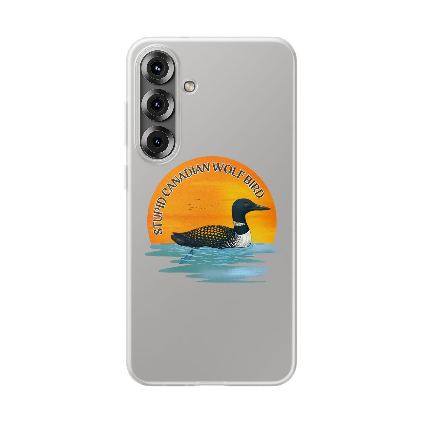 Stupid Canadian Wolf Bird Phone Case | Loon Sunset Hockey Design