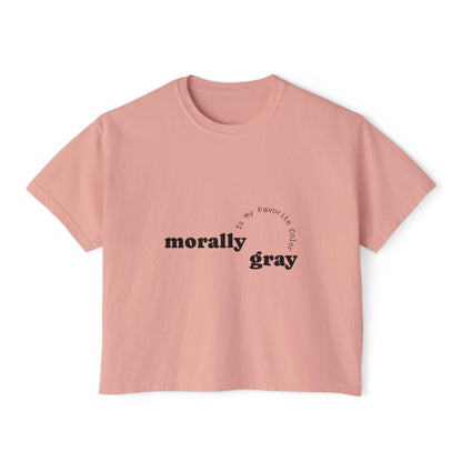 Morally Gray Women's Boxy Tee | Casual Graphic T-Shirt, Everyday Wear, Gift for Her, Minimalist Style, Comfy Tee
