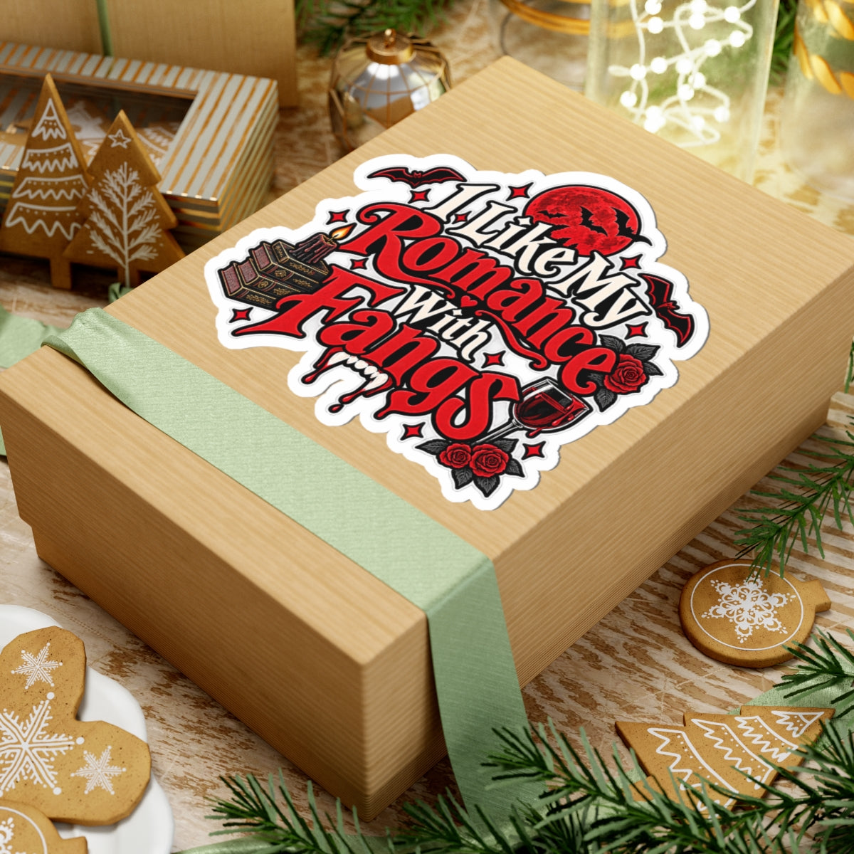 I Like My Romance With Fangs Sticker | Vampire Romance Decal