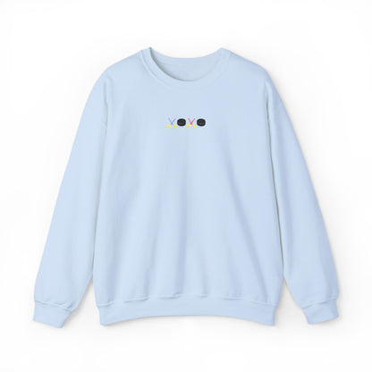 XOXO Hockey Crewneck Sweatshirt | Minimal Embroidered Cozy Pullover