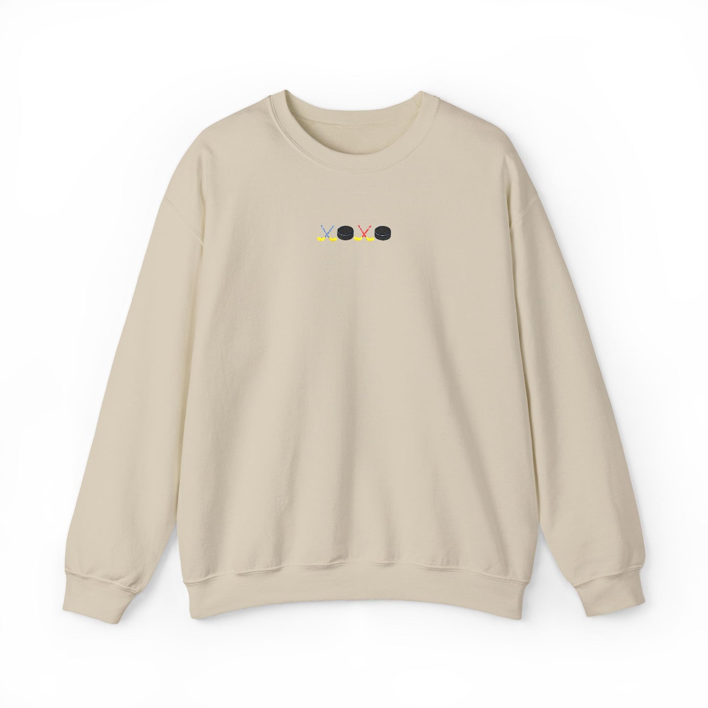XOXO Hockey Crewneck Sweatshirt | Minimal Embroidered Cozy Pullover