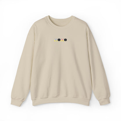 XOXO Hockey Crewneck Sweatshirt | Minimal Embroidered Cozy Pullover