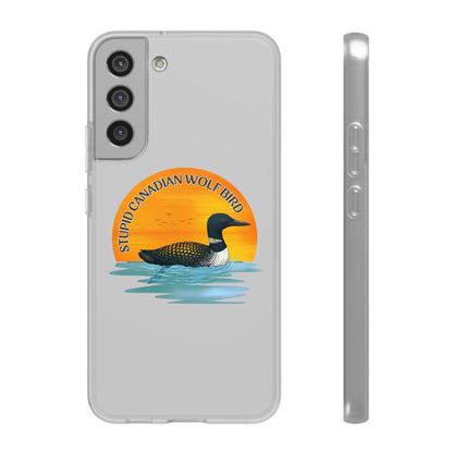 Stupid Canadian Wolf Bird Phone Case | Loon Sunset Hockey Design
