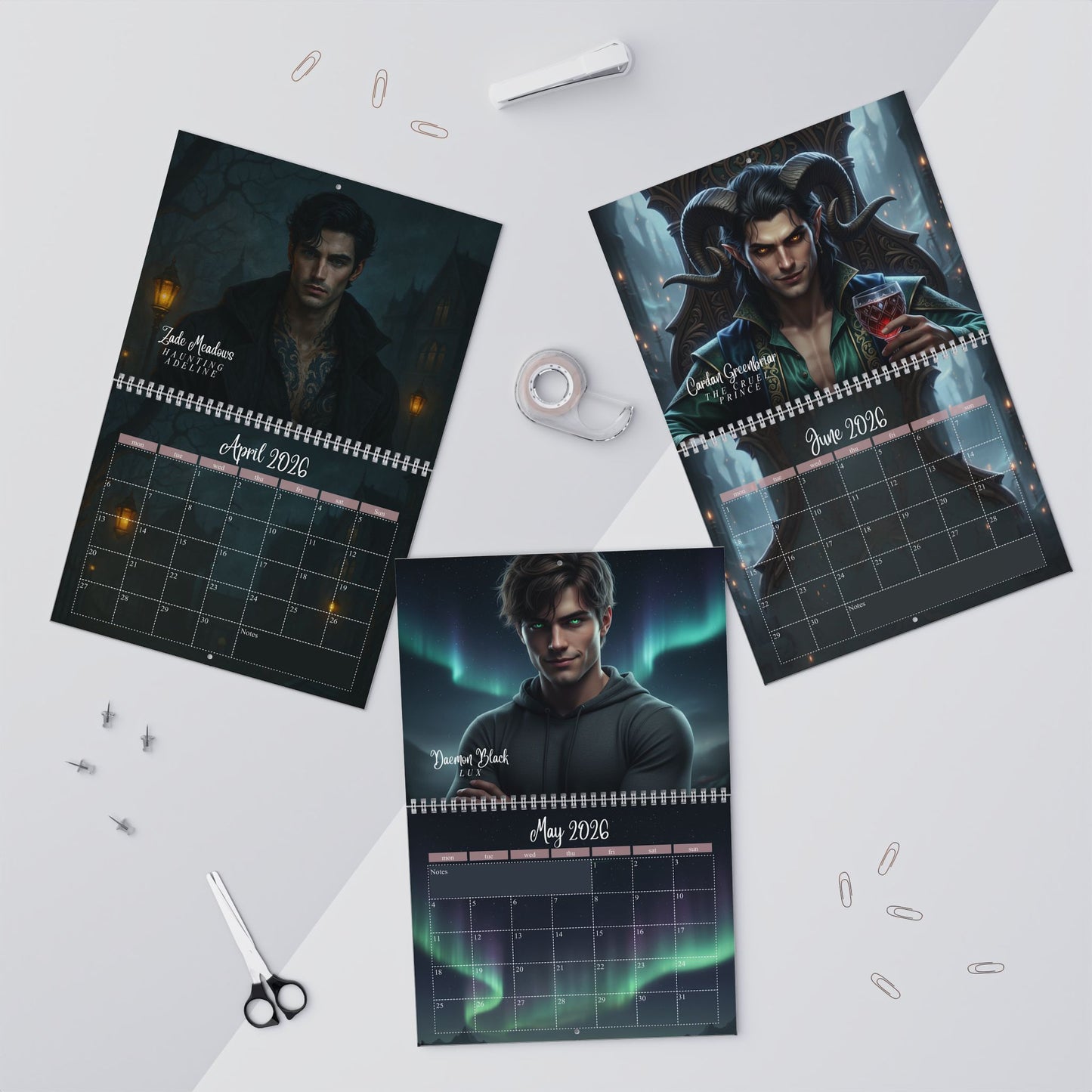 My Book Boyfriends 2026 Wall Calendar – Romantasy & BookTok Art Calendar
