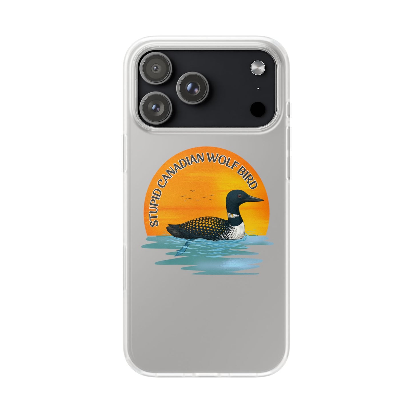 Stupid Canadian Wolf Bird Phone Case | Loon Sunset Hockey Design