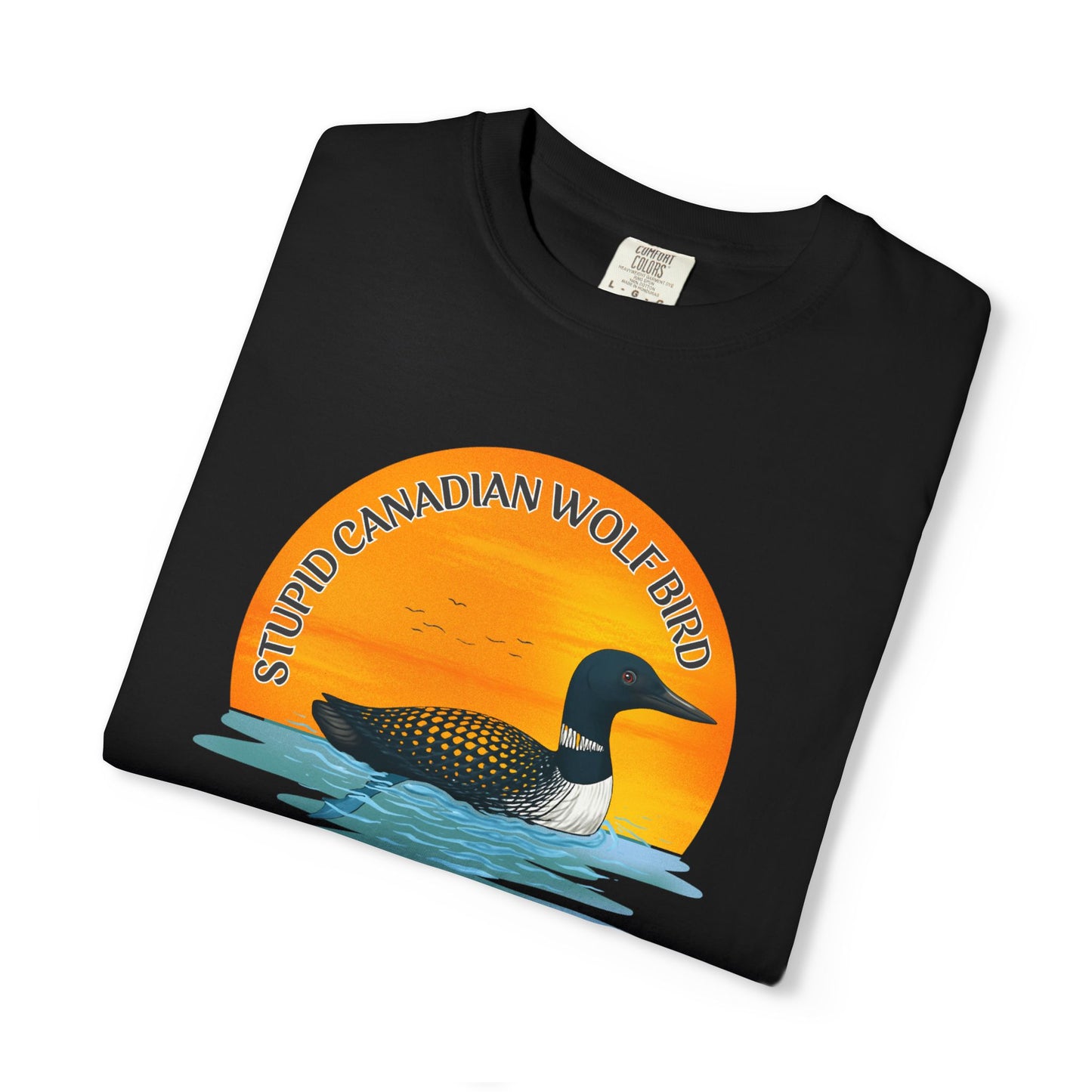 Stupid Canadian Wolf Bird Shirt | Loon Sunset Hockey Romance Tee