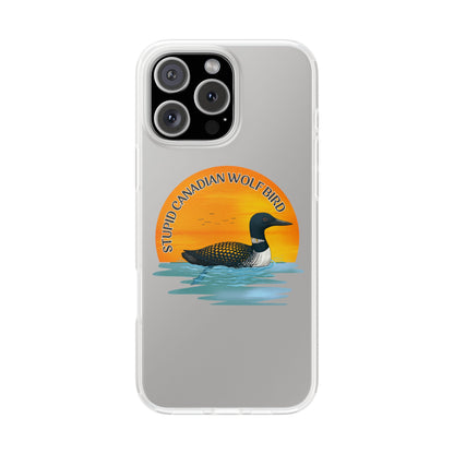Stupid Canadian Wolf Bird Phone Case | Loon Sunset Hockey Design
