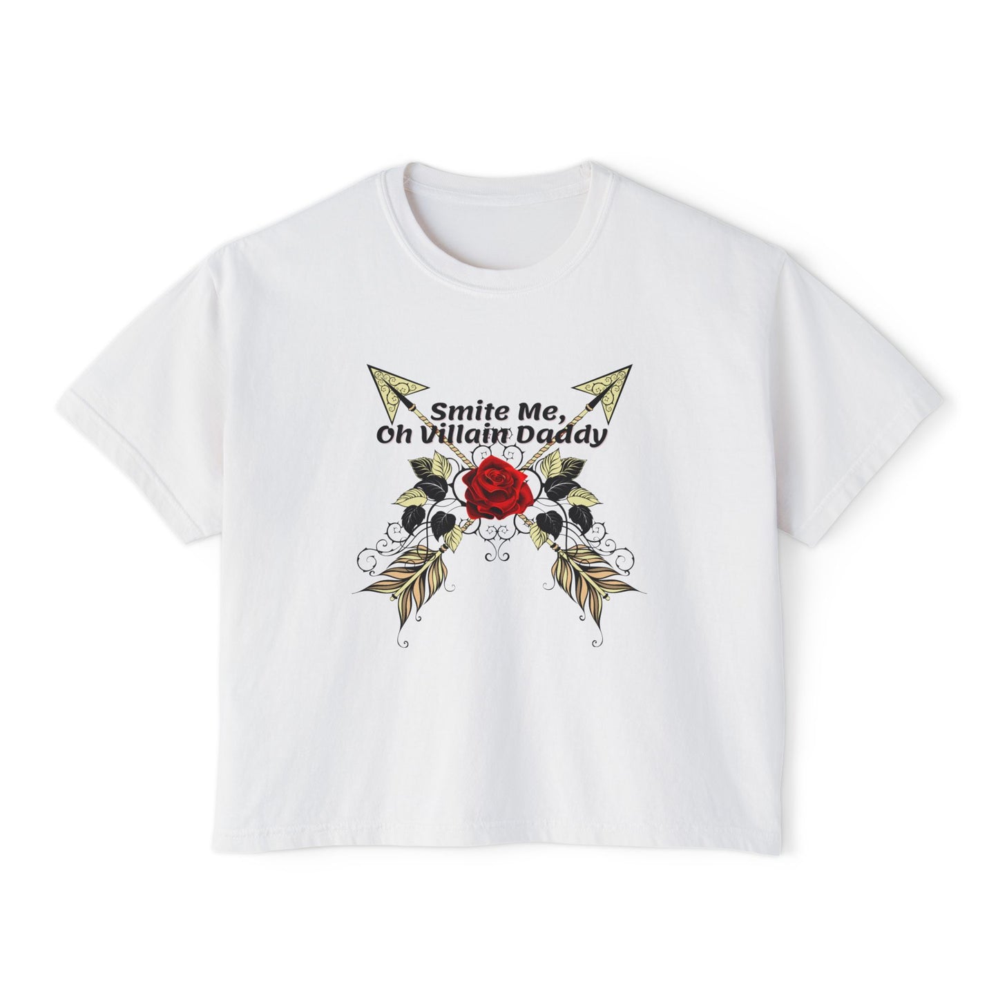 Smite Me, Oh Villain Daddy Women's Boxy Tee, Casual T-Shirt, Trendy Graphic Top, Fun Gift for Her, Cute Summer Shirt, Relaxed Fit Tee