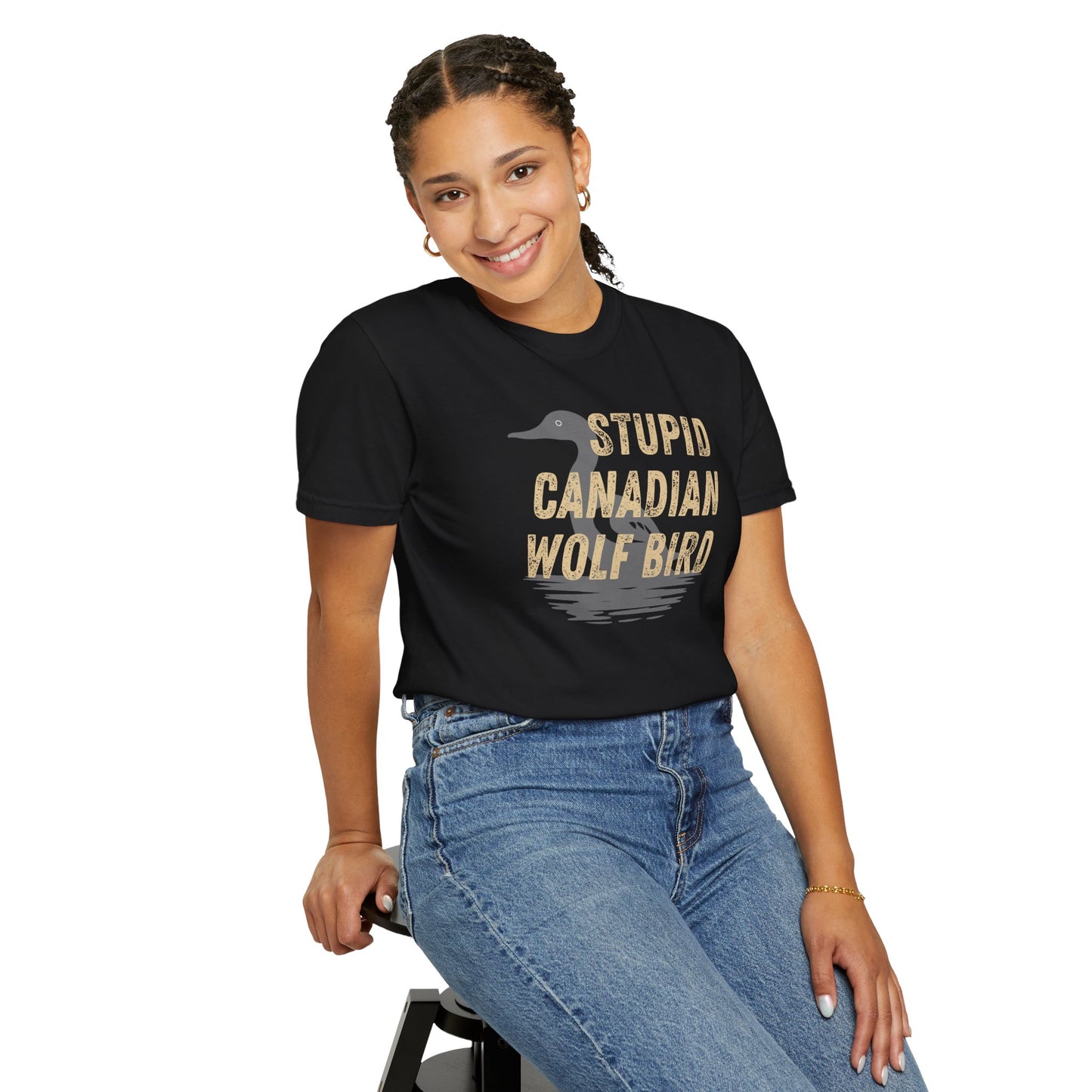 Stupid Canadian Wolf Bird Shirt | Hockey Romance IYKYK Reader Tee