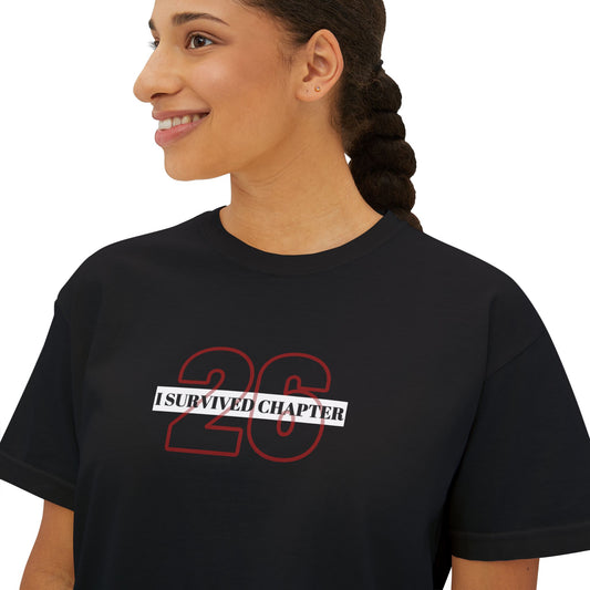 I Survived Chapter 26 Women's Boxy Tee, Inspirational T-Shirt, Motivational Graphic Tee, Birthday Gift, Celebration Top