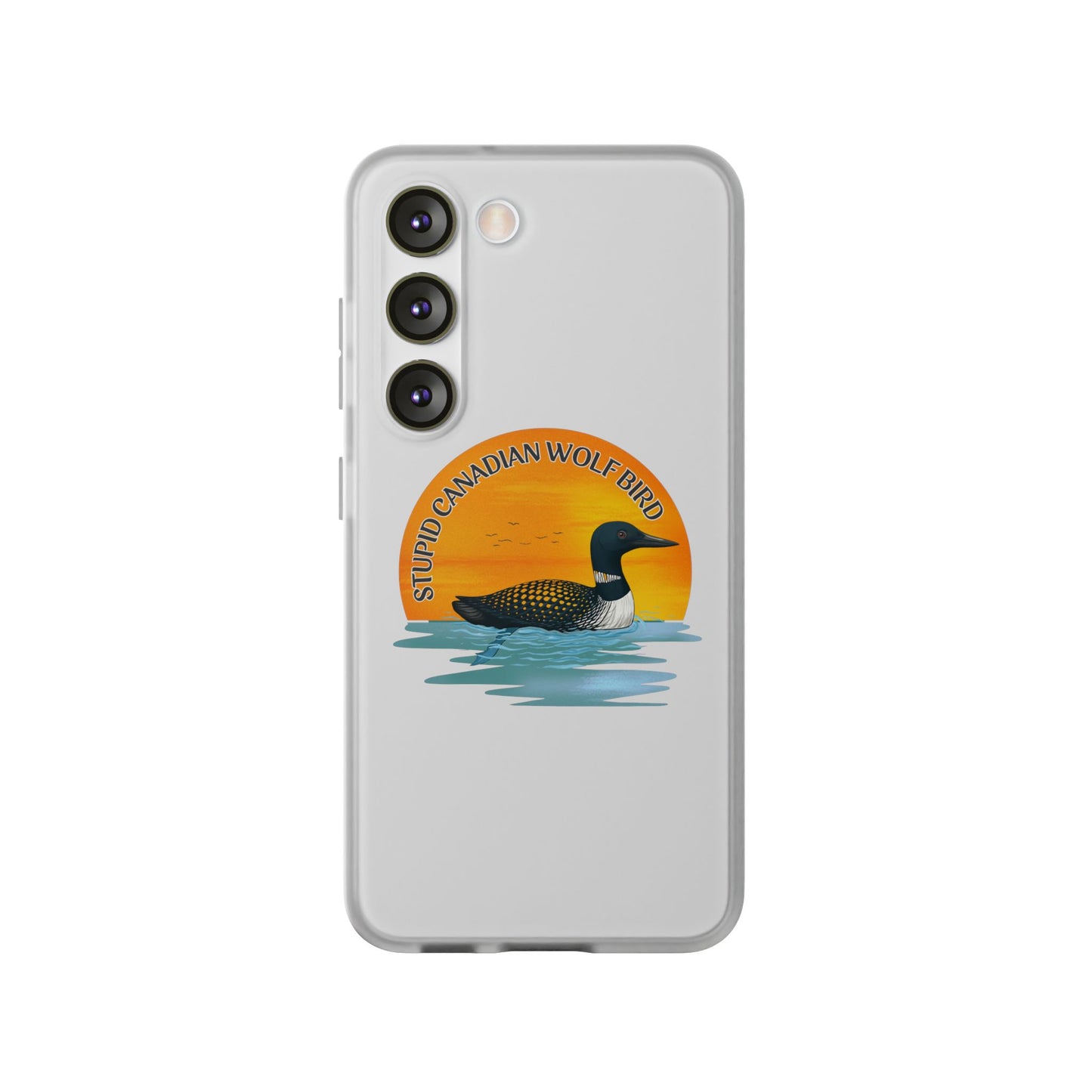 Stupid Canadian Wolf Bird Phone Case | Loon Sunset Hockey Design