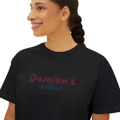 Damien's Dollface Women's Boxy Tee | Booktok Inspired Quotes and Lines | Statement Tee | Everyday Wear