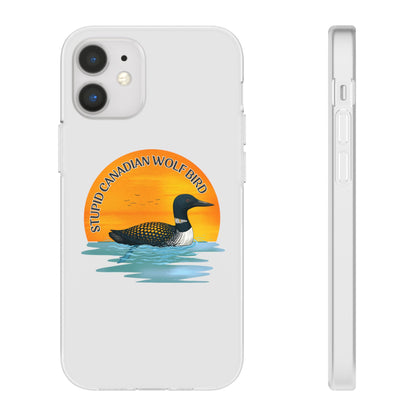 Stupid Canadian Wolf Bird Phone Case | Loon Sunset Hockey Design