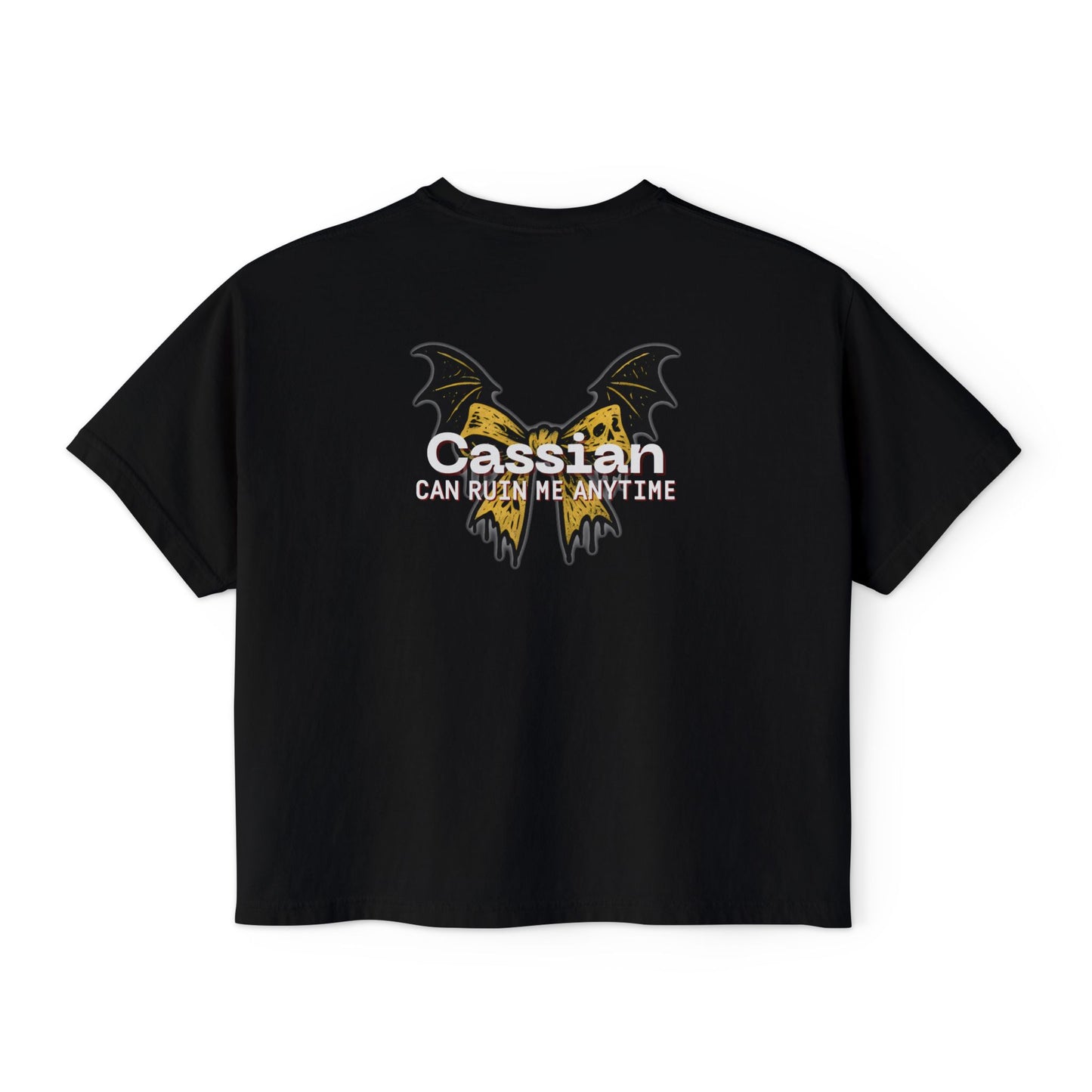 Trendy Women's Boxy Tee, 'Cassian Can Ruin Me', ACOTAR Series Fandom Shirt, Casual Fashion Top, Perfect for Everyday Wear, Goth Aesthetic Shirt