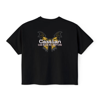 Trendy Women's Boxy Tee, 'Cassian Can Ruin Me', ACOTAR Series Fandom Shirt, Casual Fashion Top, Perfect for Everyday Wear, Goth Aesthetic Shirt