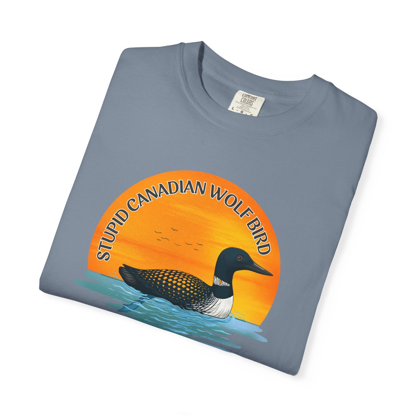 Stupid Canadian Wolf Bird Shirt | Loon Sunset Hockey Romance Tee