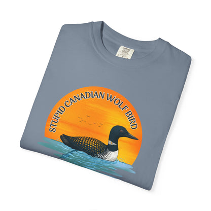 Stupid Canadian Wolf Bird Shirt | Loon Sunset Hockey Romance Tee