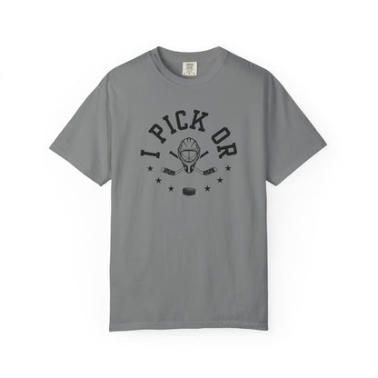 Hockey Romance Reader Tee | "I Pick Or" Goal Mask & Puck Design Relaxed Fit Shirt