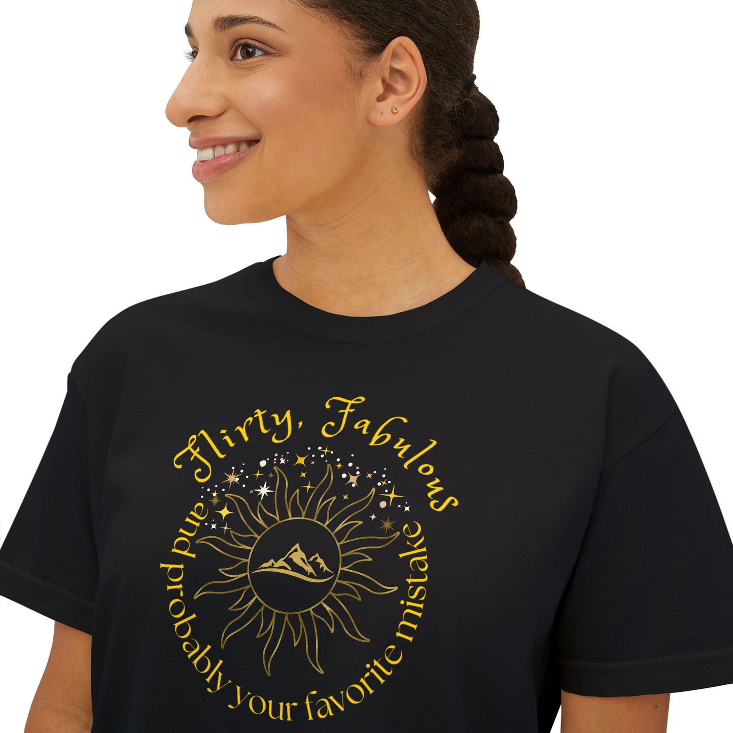 Women's Boxy Tee - HELION of the Day Court Book 'Flirty, fabulous, and probably your favorite mistake'