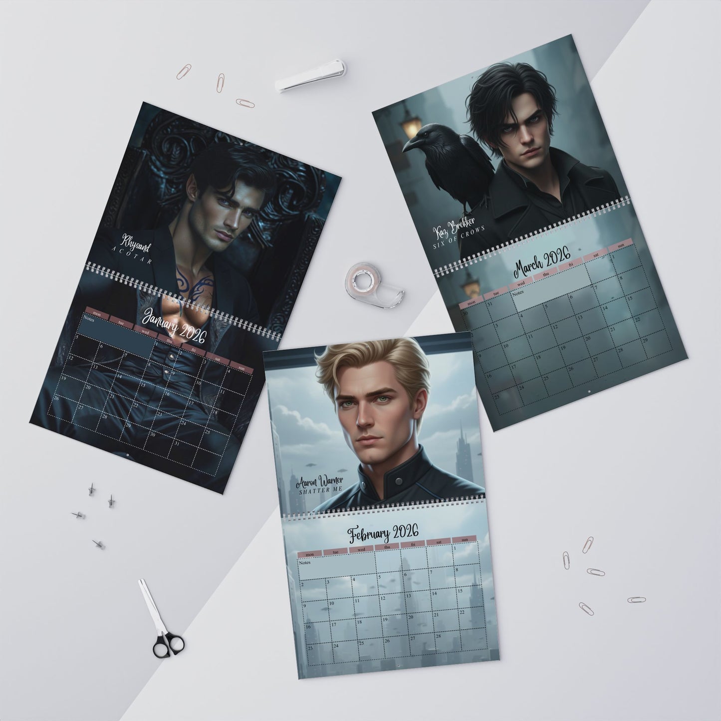 My Book Boyfriends 2026 Wall Calendar – Romantasy & BookTok Art Calendar